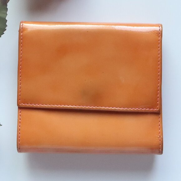 Chanel Orange Patent Leather Wallet Card Holder Silver CC Logo Luxury Designer - Picture 3 of 16